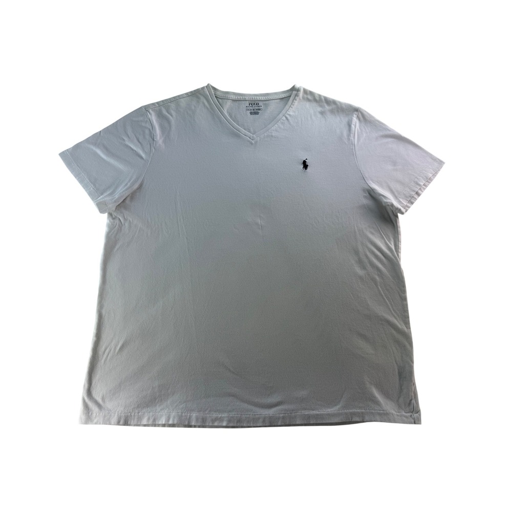 Polo Ralph Lauren Mens White V Neck Short‎ Sleeve T Shirt Size XL EG 185 104A